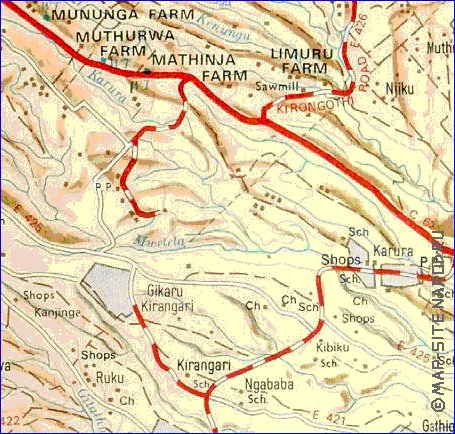 carte de Nairobi en anglais