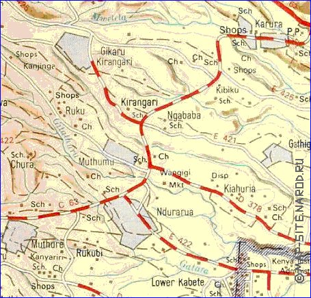 carte de Nairobi en anglais