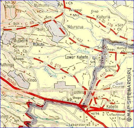 mapa de Nairobi em ingles