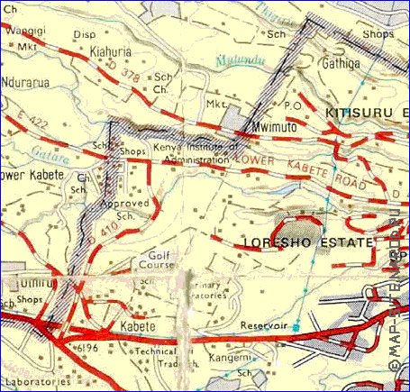 mapa de Nairobi em ingles