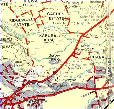 carte de Nairobi en anglais