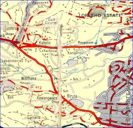 mapa de Nairobi em ingles