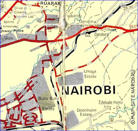 carte de Nairobi en anglais