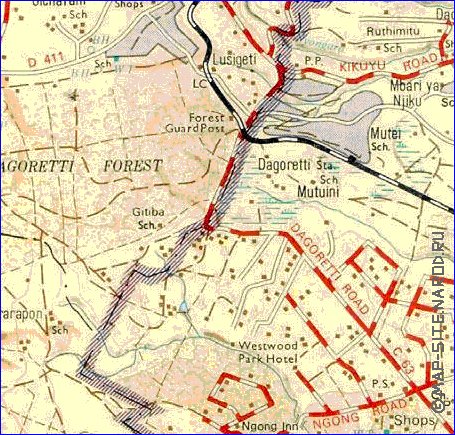 carte de Nairobi en anglais