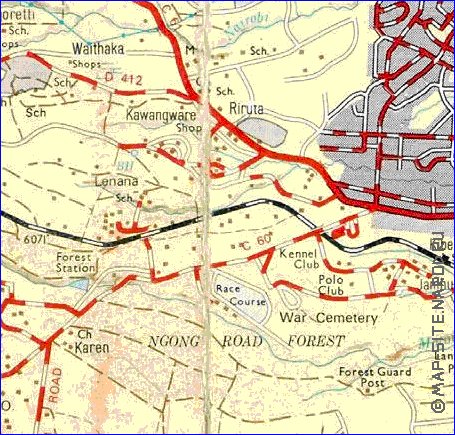 mapa de Nairobi em ingles