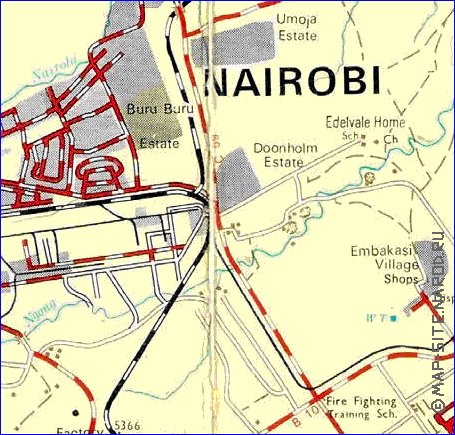 carte de Nairobi en anglais