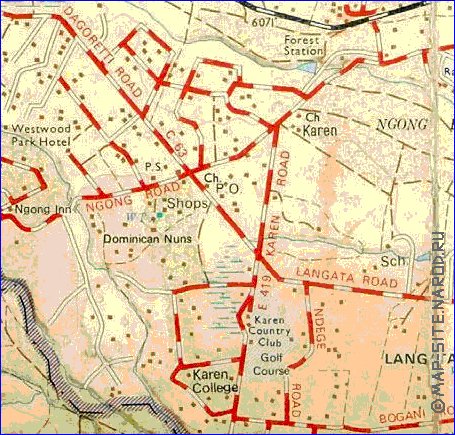 mapa de Nairobi em ingles