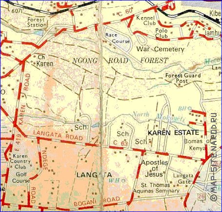 carte de Nairobi en anglais