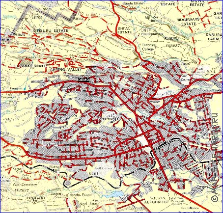 carte de Nairobi en anglais