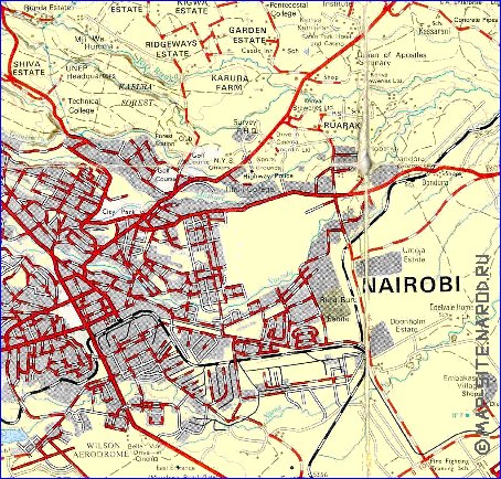 carte de Nairobi en anglais