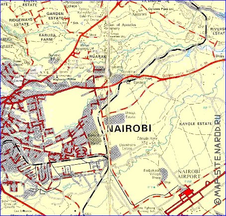 carte de Nairobi en anglais