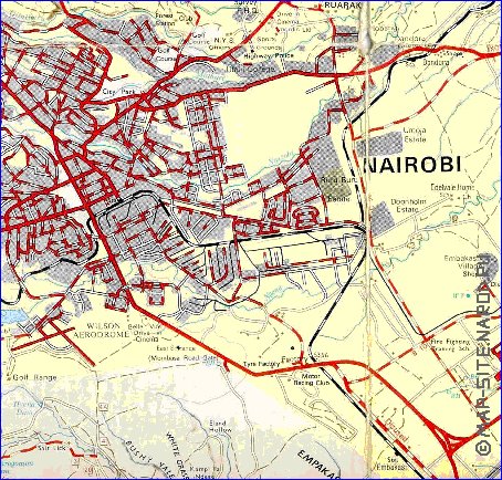 carte de Nairobi en anglais