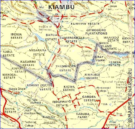 carte de Nairobi en anglais