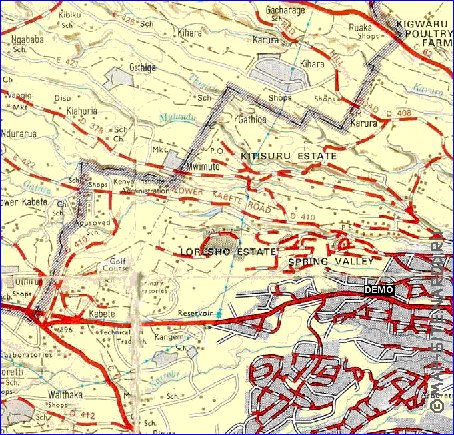 carte de Nairobi en anglais