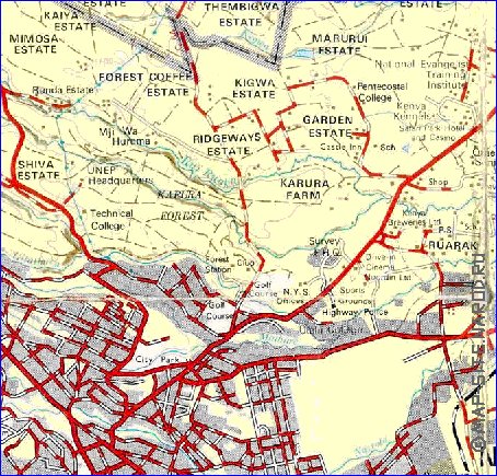 carte de Nairobi en anglais