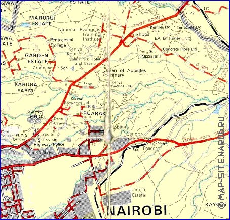 carte de Nairobi en anglais