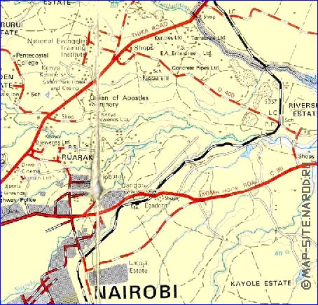 carte de Nairobi en anglais