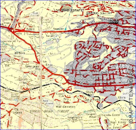 mapa de Nairobi em ingles