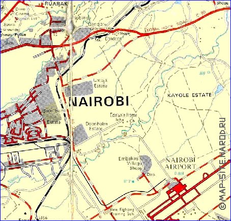 carte de Nairobi en anglais