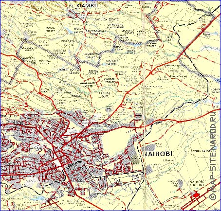 carte de Nairobi en anglais