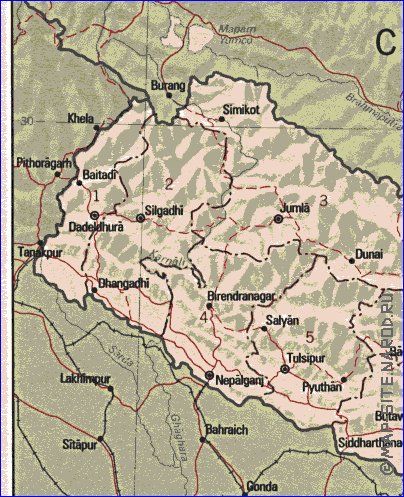 Administrativa mapa de Nepal