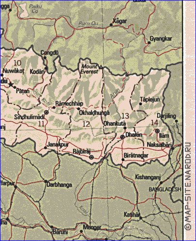 Administrativa mapa de Nepal