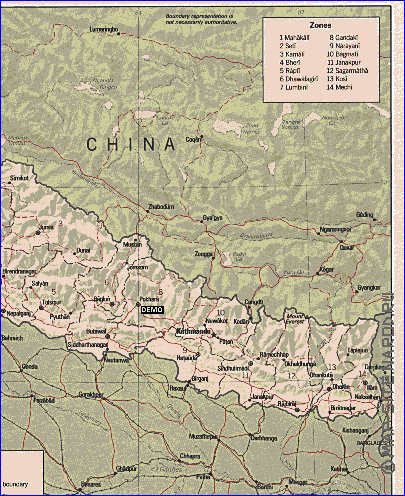 Administrativa mapa de Nepal