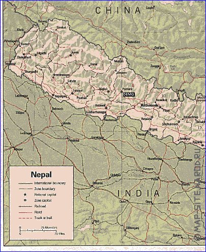 Administrativa mapa de Nepal