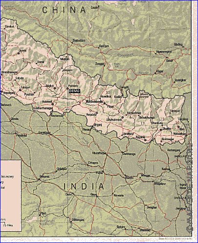 Administrativa mapa de Nepal