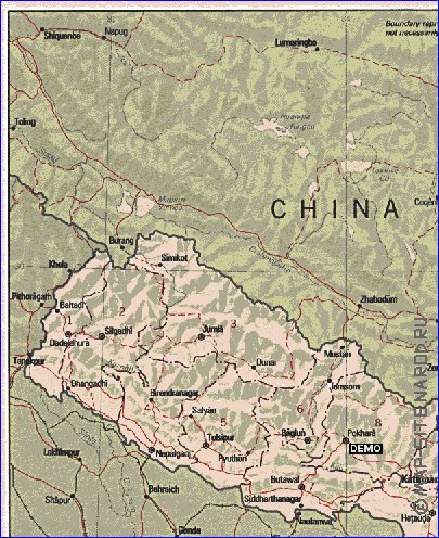 Administrativa mapa de Nepal