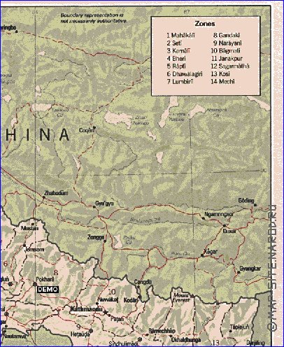 Administrativa mapa de Nepal