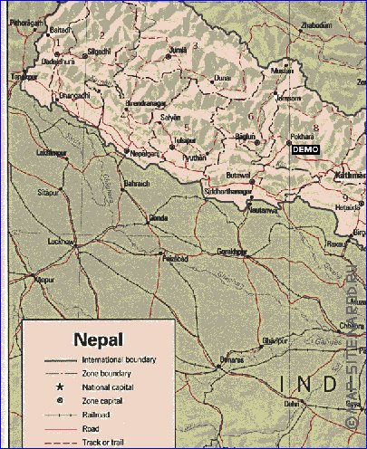 Administrativa mapa de Nepal