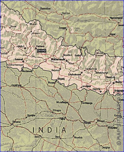 Administrativa mapa de Nepal