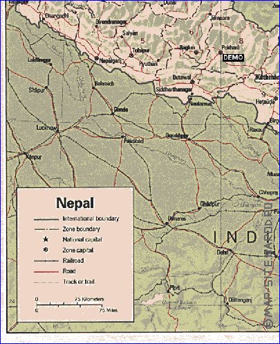 Administrativa mapa de Nepal