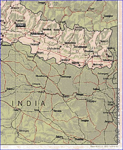 Administrativa mapa de Nepal