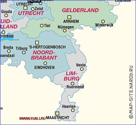 Administrativa mapa de Paises Baixos