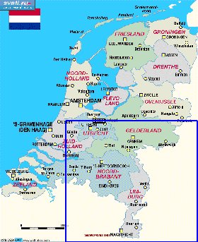 Administrativa mapa de Paises Baixos