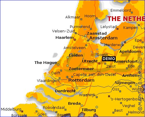 carte de Pays-Bas en anglais