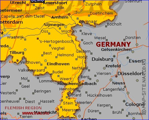 mapa de Paises Baixos em ingles