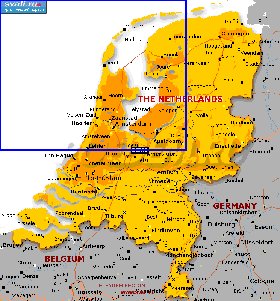mapa de Paises Baixos em ingles