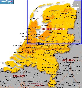 mapa de Paises Baixos em ingles