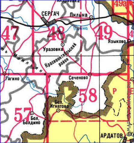 carte de Oblast de Nijni-Novgorod