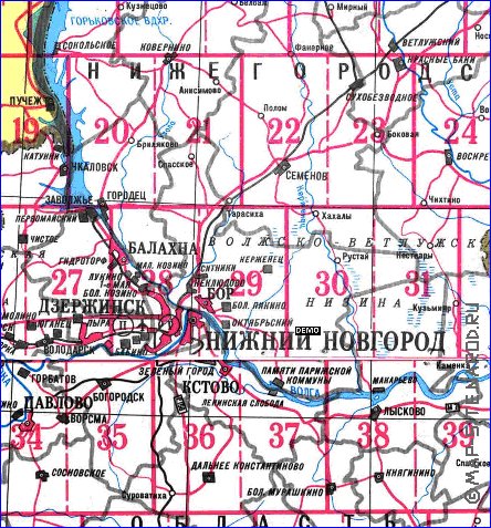carte de Oblast de Nijni-Novgorod
