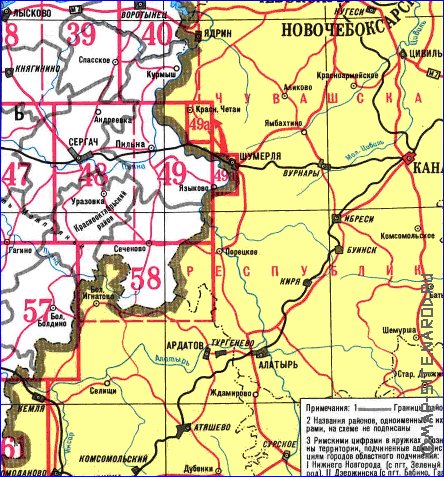 carte de Oblast de Nijni-Novgorod