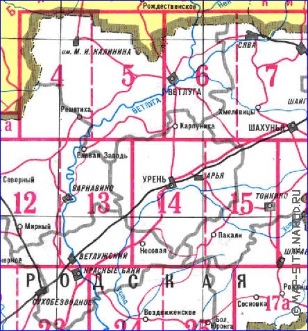 carte de Oblast de Nijni-Novgorod