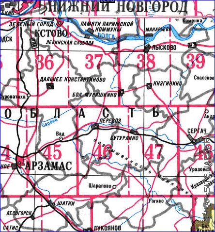 carte de Oblast de Nijni-Novgorod