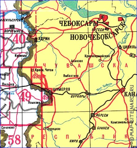 carte de Oblast de Nijni-Novgorod