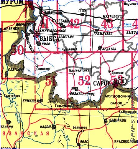 carte de Oblast de Nijni-Novgorod