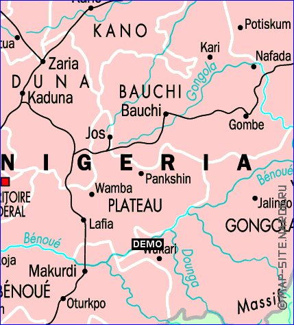 Administrativa mapa de Nigeria