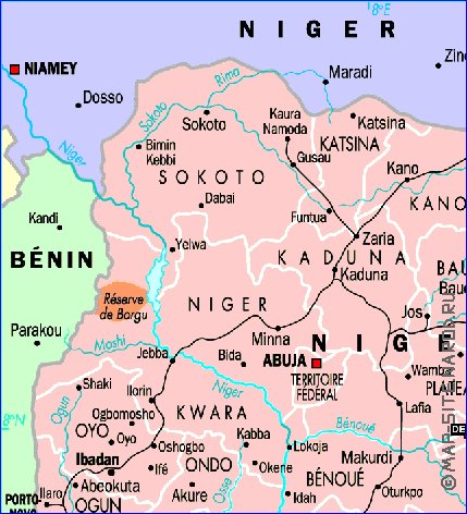 Administratives carte de Nigeria